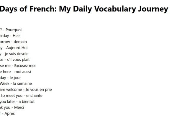 365 Days of French: My Daily Vocabulary Journey